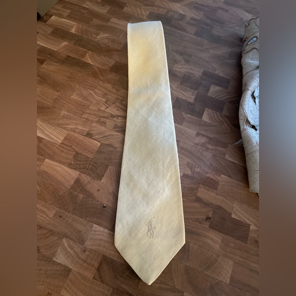 Vintage Ralph Lauren Polo Linen neck Tie made by hand 100% Linen